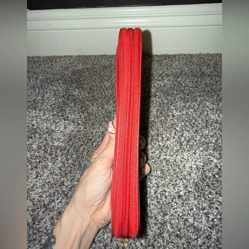 Michael Kors red leather zip around wallet